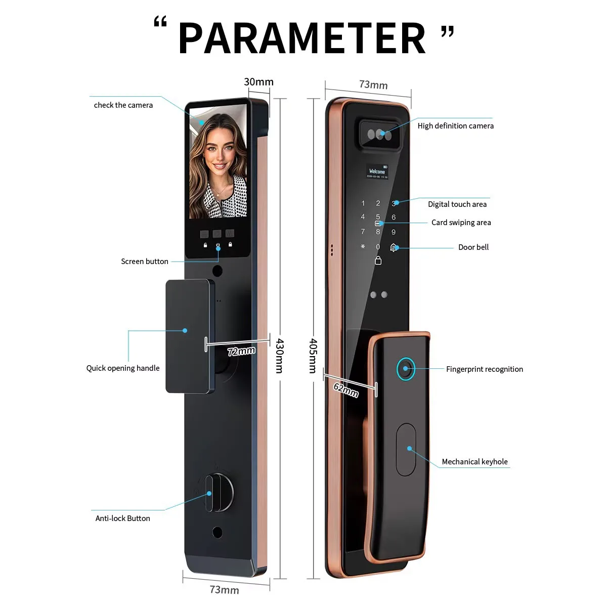 S928-1 max smart lock with camera and display screen behind